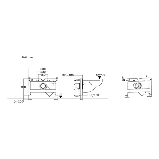 Ruby Wall Hung WC Frame (exc. Cistern) - RUBY109015 - Envy Bathrooms Ltd
