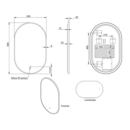 Scudo Aubrey Brushed Brass Oval LED Mirror 500 x 800mm | MIRROR012 - Envy Bathrooms Ltd