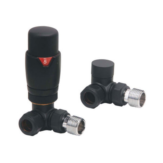 Scudo Black Designer Corner Valves (Pair) | DES-TRV-CORN-BLK - Envy Bathrooms Ltd