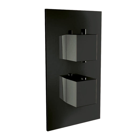 Scudo Black Dual Square Handle Concealed Shower Valve | BLACK001ORBL - Envy Bathrooms Ltd