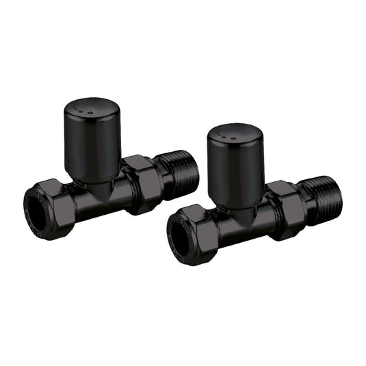 Scudo Black Modern Straight Towel Rail Valves (Pair) | TRV004 - Envy Bathrooms Ltd