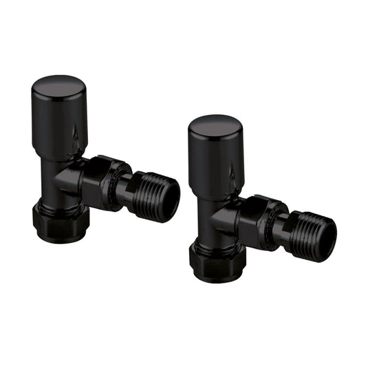 Scudo Black Radiator Valves Angled (Pair) 15mm | TRV005 - Envy Bathrooms Ltd