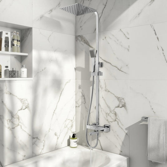 Scudo Block Rigid Riser Shower With Bath Filler Chrome | SHOWER012S - Envy Bathrooms Ltd