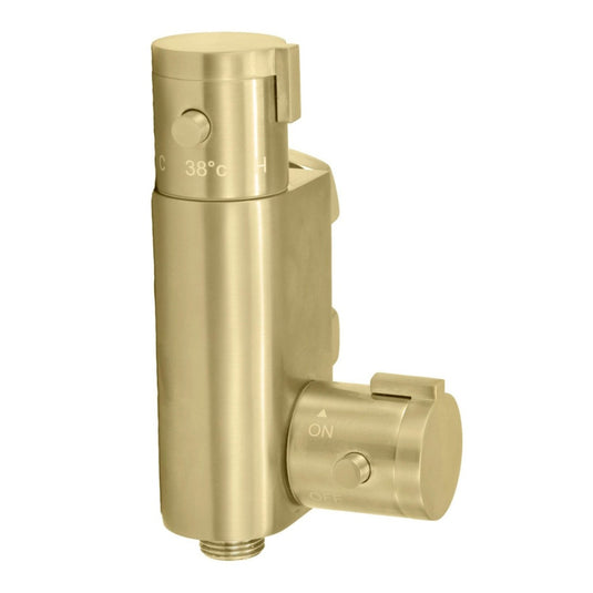 Scudo Brushed Brass Thermostatic Vertical Valve For Douche | DOUCHE008 - Envy Bathrooms Ltd