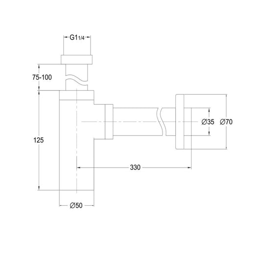 Scudo Brushed Bronze Minimalist Bottle Trap | BT06 - Envy Bathrooms Ltd