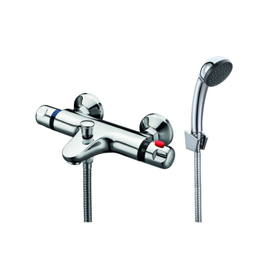Scudo Chrome Wall and Deck Mounted Thermostatic Bath Shower Mixer | TAP065 - Envy Bathrooms Ltd