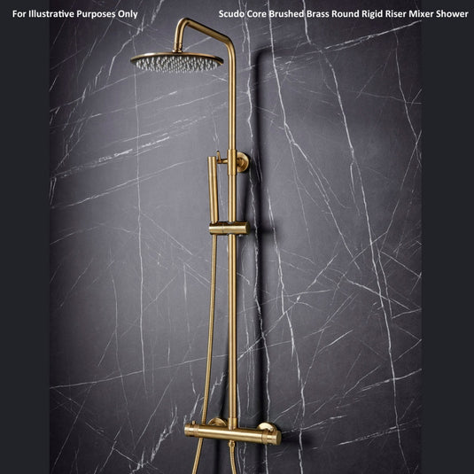 Scudo Core Brushed Brass Round Rigid Riser Mixer Shower | NU-021 - Envy Bathrooms Ltd