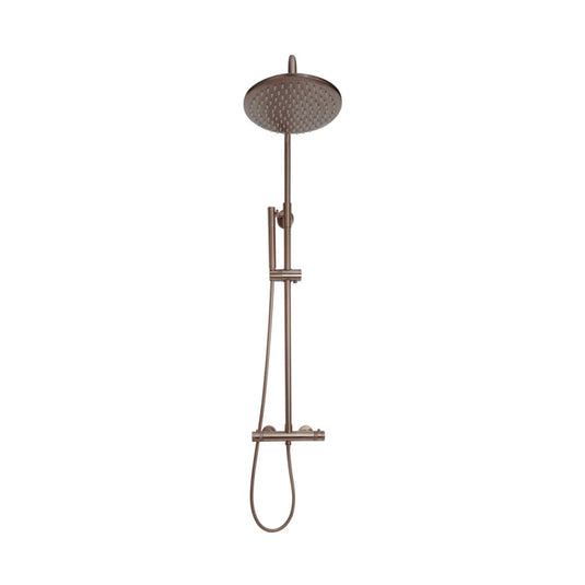 Scudo Core Brushed Bronze Round Rigid Riser Mixer Shower | NU-042 - Envy Bathrooms Ltd