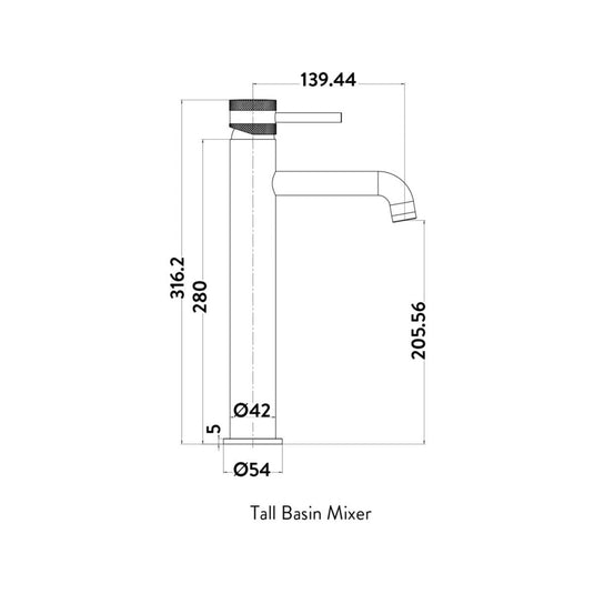 Scudo Core Brushed Nickel Tall Mono Basin Mixer Tap | NU-160 - Envy Bathrooms Ltd