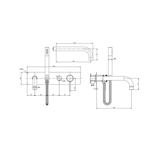 Scudo Core Chrome Wall Mounted Bath Shower Mixer and Handset | NU-149 - Envy Bathrooms Ltd