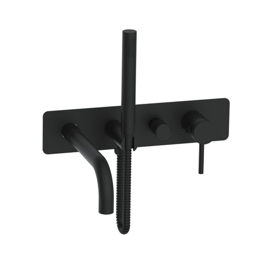 Scudo Core Matt Black Wall Mounted Bath Shower Mixer and Handset | NU-150 - Envy Bathrooms Ltd