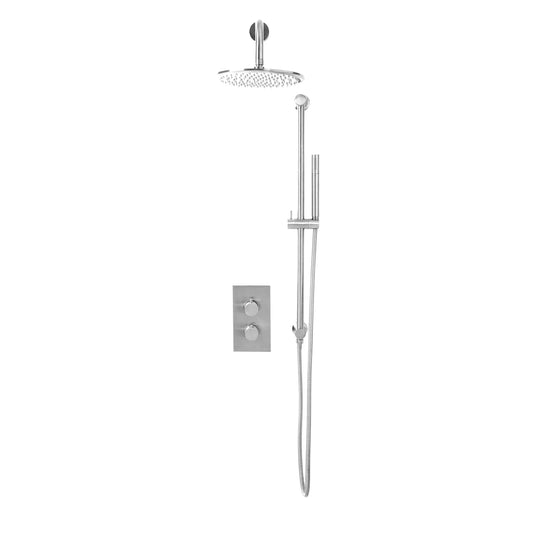 Scudo Core Round handle head & handset Riserkit - Chrome - NU-022 - Envy Bathrooms Ltd