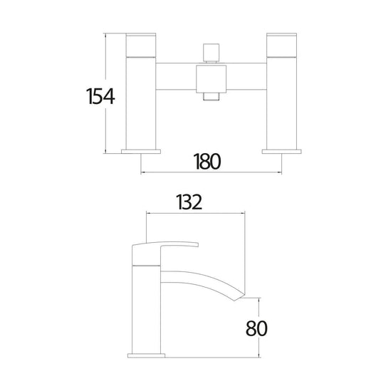 Scudo Descent 2 Tap Hole Deck Mounted Bath Filler Tap Inc. Handheld Shower - Chrome - TAP033L - Envy Bathrooms Ltd