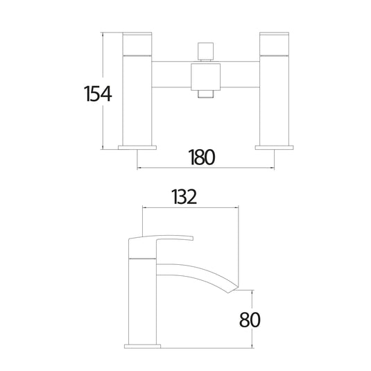 Scudo Descent 2 Tap Hole Deck Mounted Bath Shower Filler Tap - Chrome - TAP033 - Envy Bathrooms Ltd