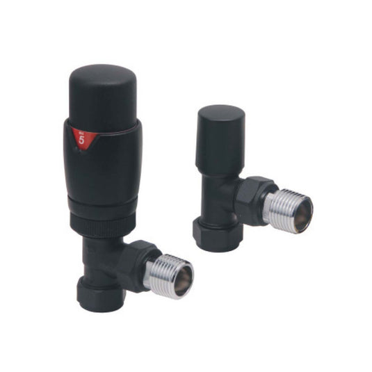Scudo Designer Angled Valves (Pair) Black | DES-TRV-ANG-BLK - Envy Bathrooms Ltd