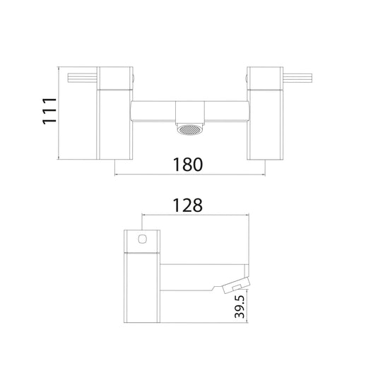 Scudo Forme 2 Tap Hole Deck Mounted Bath Filler Tap - Chrome - TAP013 - Envy Bathrooms Ltd