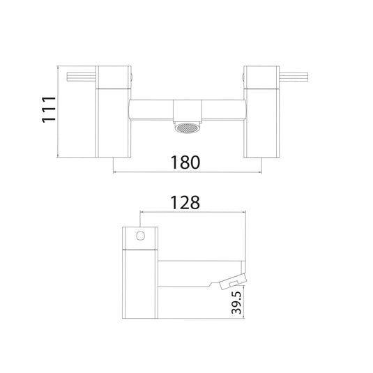 Scudo Forme 2 Tap Hole Deck Mounted Bath Filler Tap - Chrome - TAP013 - Envy Bathrooms Ltd