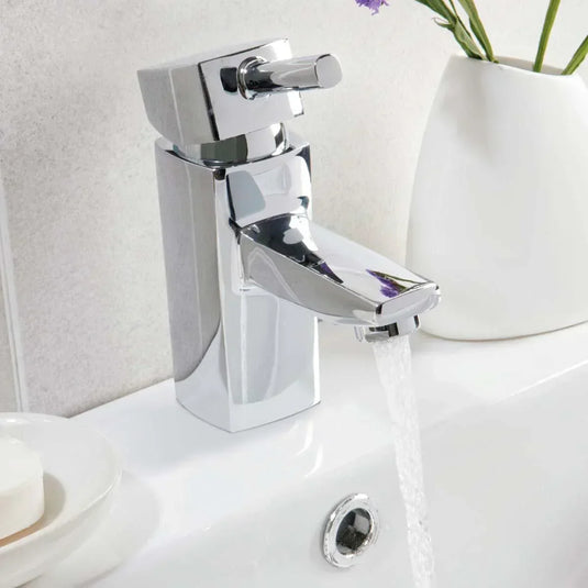 Scudo Forme Deck Mounted 1 Handle Basin Mixer Tap Inc. Waste - Chrome - TAP011 - Envy Bathrooms Ltd