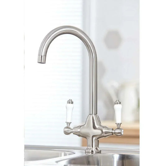 Scudo Harrogate Hole Kitchen Tap 1TH - Brushed Nickel - NICK13 - Envy Bathrooms Ltd