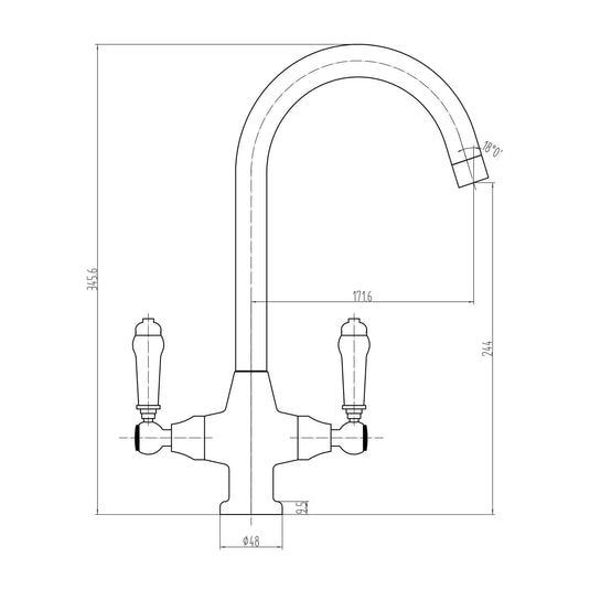 Scudo Harrogate Hole Kitchen Tap 1TH - Chrome - KT13 - Envy Bathrooms Ltd