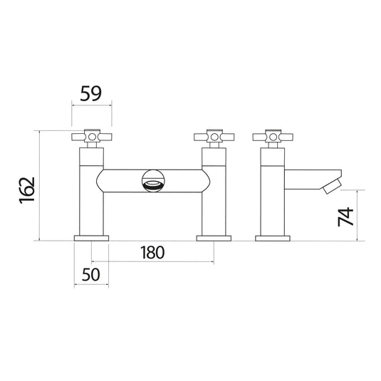Scudo Kross 2 Tap Hole Deck Mounted Bath Filler Tap - Chrome - TAP132 - Envy Bathrooms Ltd