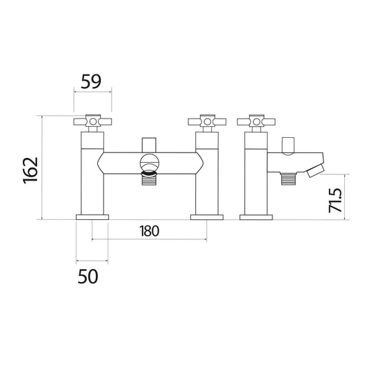 Scudo Kross 2 Tap Hole Deck Mounted Bath Shower Filler Tap - Chrome - TAP133 - Envy Bathrooms Ltd