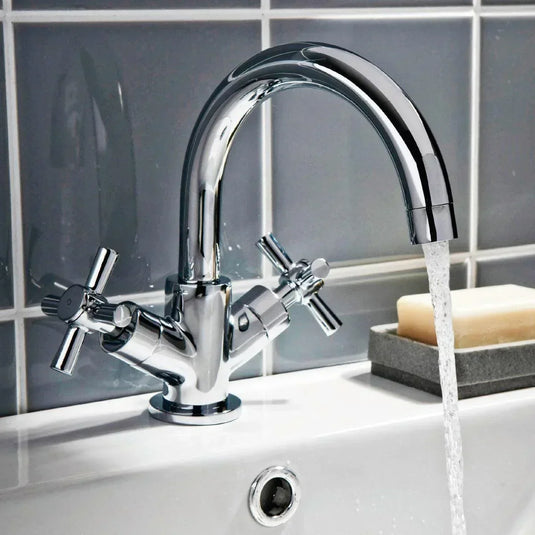 Scudo Kross Deck Mounted 1 Handle Basin Mixer Tap Inc. Waste - Chrome - TAP131 - Envy Bathrooms Ltd