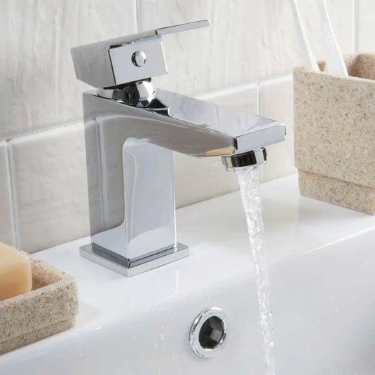 Scudo Lanza Deck Mounted 1 Handle Basin Mixer Tap Inc. Waste - Chrome - TAP141 - Envy Bathrooms Ltd