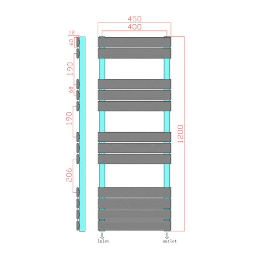 Scudo Life Anthracite Towel Rail 450 x 1200mm | LI-120-45-A - Envy Bathrooms Ltd