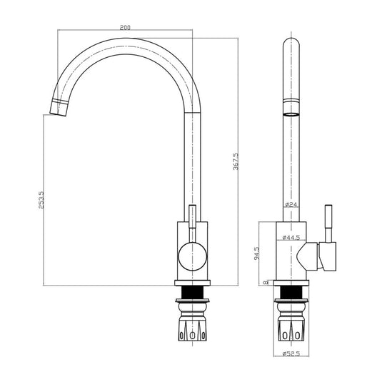 Scudo Manhattan Black Kitchen Mixer Tap Black | KT43 - Envy Bathrooms Ltd