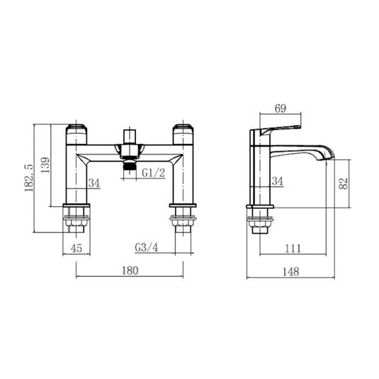 Scudo Montana Bath Shower Mixer Brushed Nickel | MON-003 - Envy Bathrooms Ltd