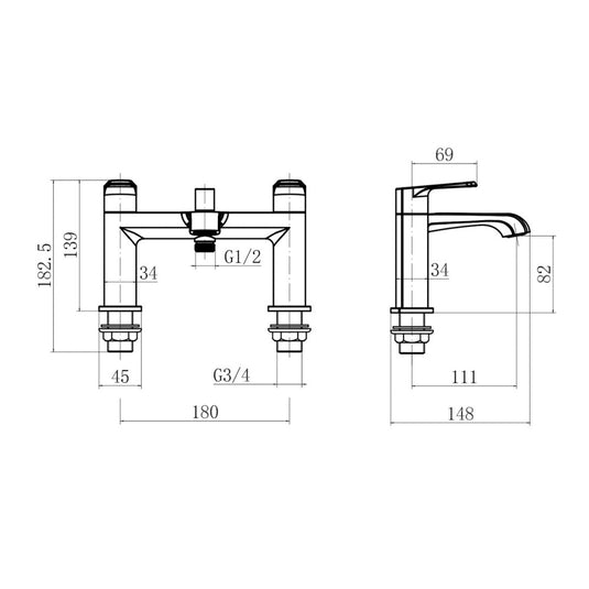 Scudo Montana Bath Shower Mixer Gunmetal | MON-005 - Envy Bathrooms Ltd