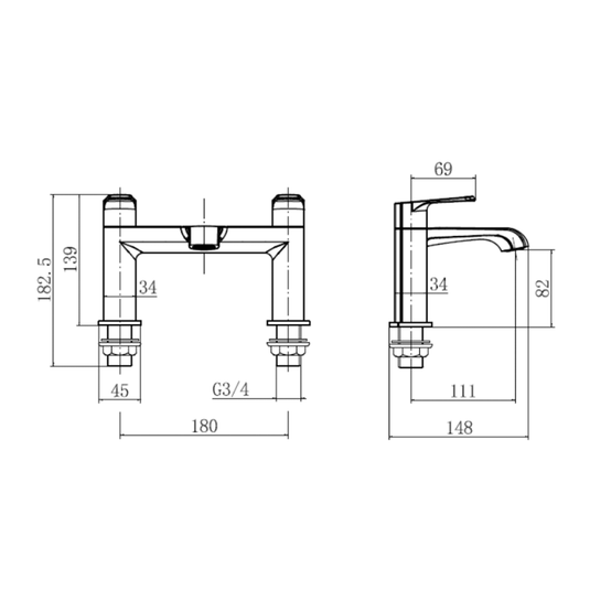 Scudo Montana Gunmetal Bath Filler | MON-025 - Envy Bathrooms Ltd