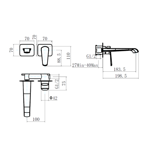 Scudo Montana Wall Mounted Basin Mixer Brushed Brass | MON-034 - Envy Bathrooms Ltd