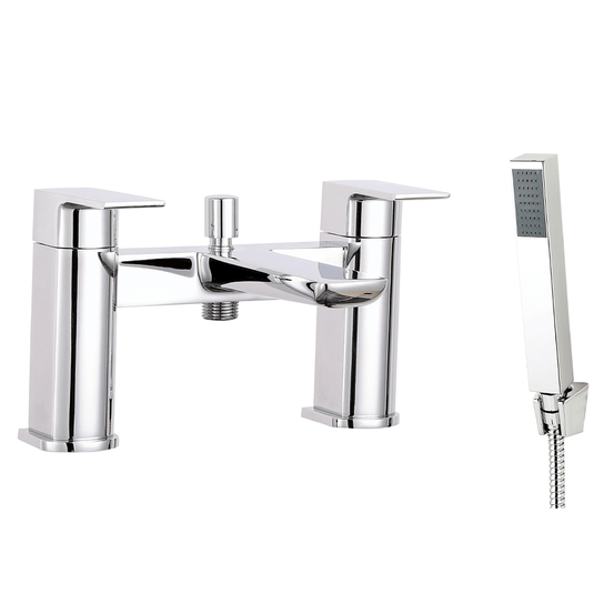 Scudo Muro 2 Tap Hole Deck Mounted Bath Shower Filler Tap - Chrome - TAP243L - Envy Bathrooms Ltd