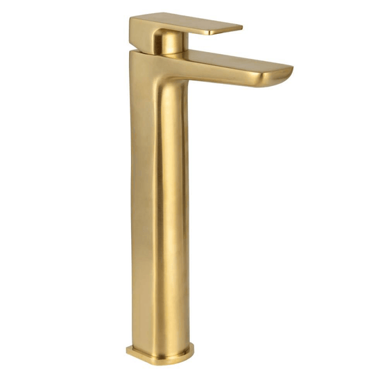 Scudo Muro Deck Mounted 1 Handle Basin Mixer Tap - Brushed Brass - BR-BRASS244 - Envy Bathrooms Ltd