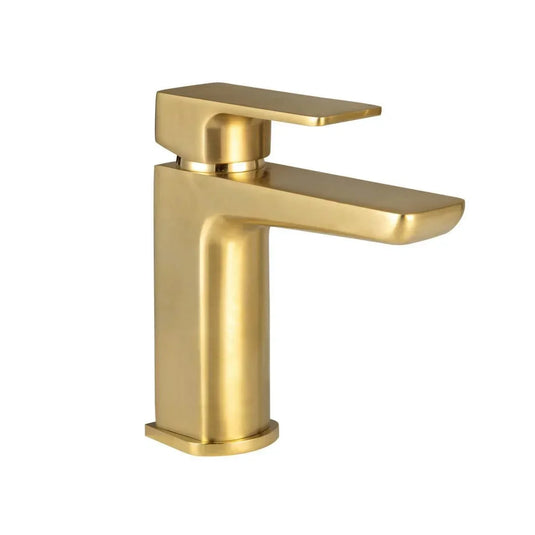 Scudo Muro Deck Mounted 1 Handle Basin Mixer Tap Inc. Waste - Brushed Brass - BR-BRASS241 - Envy Bathrooms Ltd
