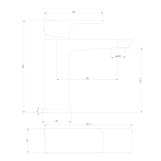 Scudo Muro Deck Mounted 1 Handle Basin Mixer Tap Inc. Waste - Matt Black - BLACK241ORBL - Envy Bathrooms Ltd