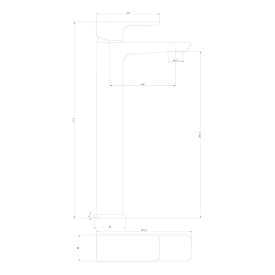 Scudo Muro Deck Mounted 1 Handle Basin Mixer Tap - Matt Black - BLACK244ORBL - Envy Bathrooms Ltd