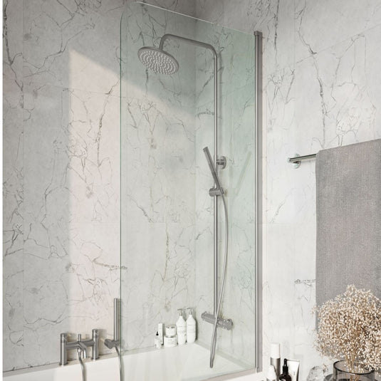 Scudo S6 Brushed Nickel Radius Edge Bath Screen | LS102BN - Envy Bathrooms Ltd