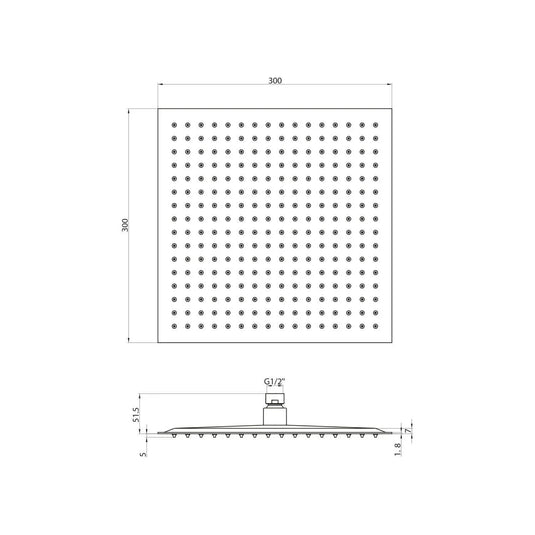 Scudo Square 300mm Stainless Shower Head - Black - BLACK007ORBL - Envy Bathrooms Ltd