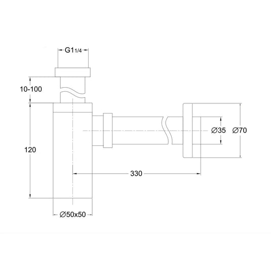 Scudo Square Bottle Trap - Matt Black - BLACK097 - Envy Bathrooms Ltd
