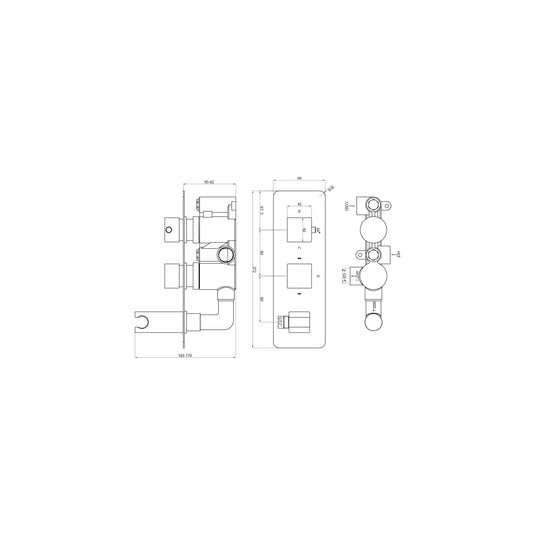 Scudo Square Concealed Shower Valve With Diverter - Chrome - CONCEALED010 - Envy Bathrooms Ltd