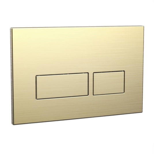 Scudo Square Frame Brushed Brass Dual Flush Button | WC-BUTTON03 - Envy Bathrooms Ltd