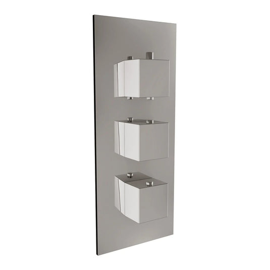 Scudo Triple Square Handle 2 Outlet Concealed Valve Shower Valve - Chrome - CONCEALED003 - Envy Bathrooms Ltd