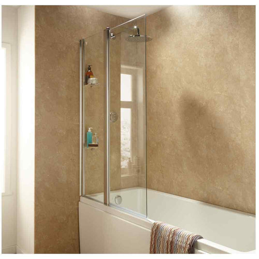 Sommer 1500mm x 900mm Extended Square Shower Bath Screen with Fixed Panel - Chrome - SOB57 - Envy Bathrooms Ltd