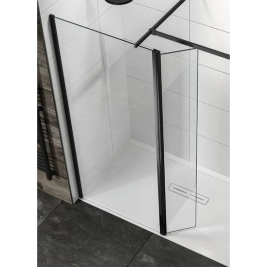 Sommer 300mm Wetroom Hinged Return Deflector Panel - 8mm - Black - SOWBK30 - Envy Bathrooms Ltd