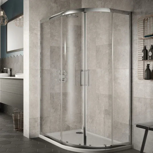 Sommer 8 1200 x 900mm Double Door Offset Quadrant Shower Enclosure - 8mm Glass - Chrome - SOE98+SOE99 - Envy Bathrooms Ltd