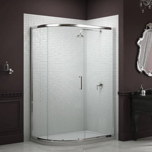 Sommer 8 1000 x 800mm Single Door Offset Quadrant Shower Enclosure - 8mm Glass - Chrome - SOE33+SOE80D - Envy Bathrooms Ltd