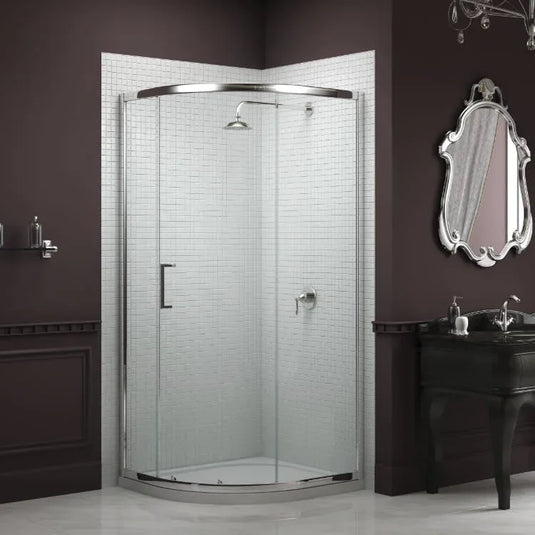 Sommer 8 900mm Single Door Quadrant Shower Enclosure - 8mm Glass - Chrome - SOE31+SOE90D - Envy Bathrooms Ltd